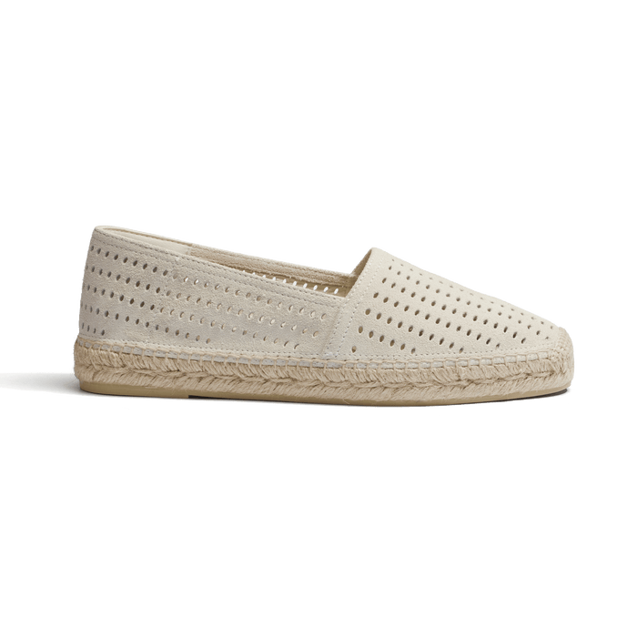 j.m. weston Espadrille Wait and Sea homme en cuir veau velours perforé craie