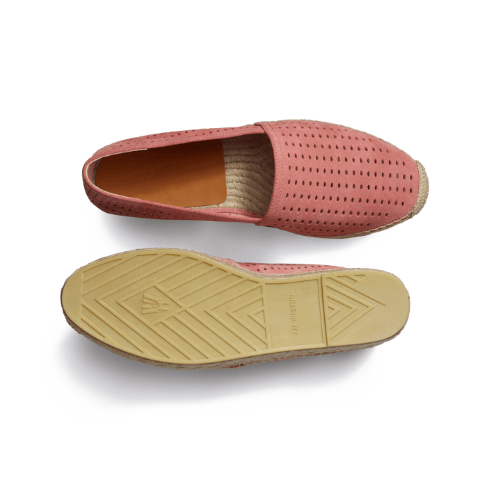 J.m. Weston Espadrille Wait And Sea Homme En Cuir Veau Velours Perforé Bois De Rose