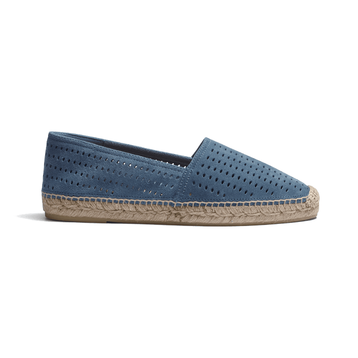 j.m. weston Espadrille Wait and Sea homme en cuir veau velours perforé bleu ciel