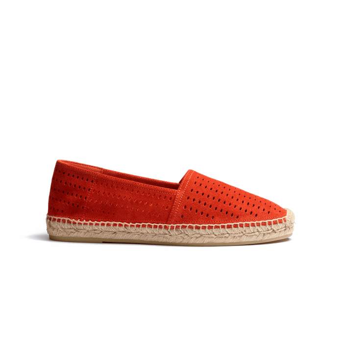 j.m. weston Espadrille Wait and Sea homme en cuir veau velours perforé orange