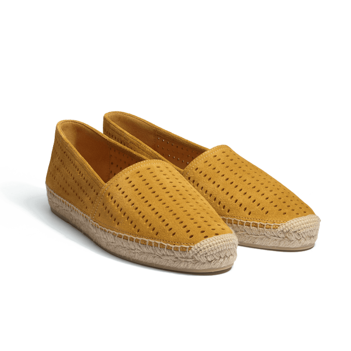 J.m. Weston Espadrille Wait And Sea Homme En Cuir Veau Velours Perforé Jaune