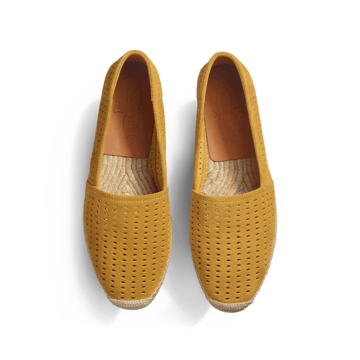J.m. Weston Espadrille Wait And Sea Homme En Cuir Veau Velours Perforé Jaune