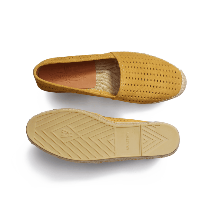 J.m. Weston Espadrille Wait And Sea Homme En Cuir Veau Velours Perforé Jaune