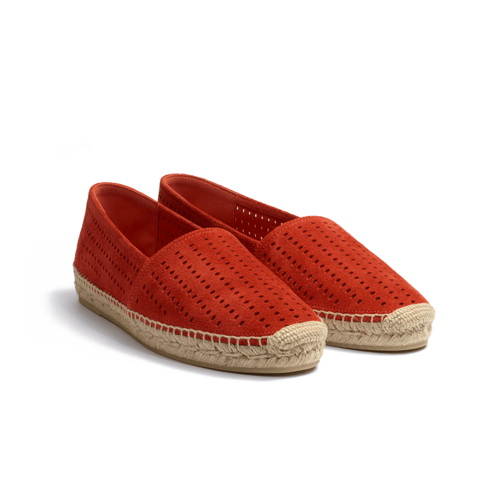 J.m. Weston Espadrille Wait And Sea Homme En Cuir Veau Velours Perforé Orange