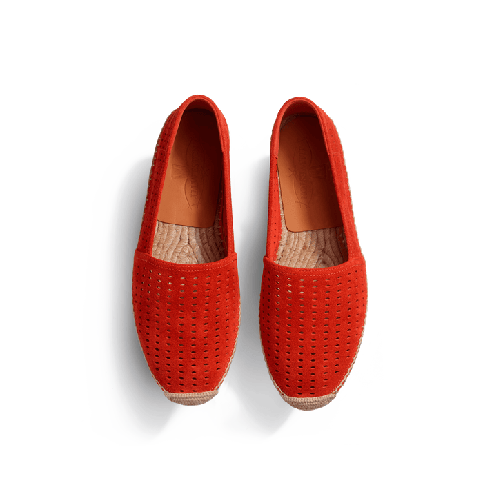 J.m. Weston Espadrille Wait And Sea Homme En Cuir Veau Velours Perforé Orange
