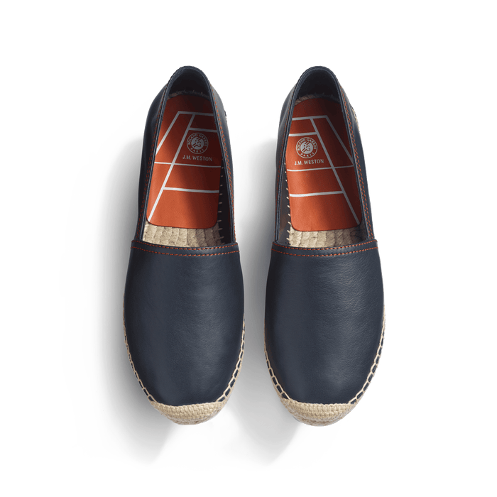 J.m. Weston Espadrille Wait And Sea Roland Garros Femme En Cuir Veau Nappa Marine