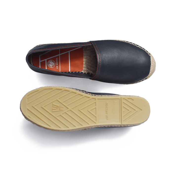 J.m. Weston Espadrille Wait And Sea Roland Garros Femme En Cuir Veau Nappa Marine