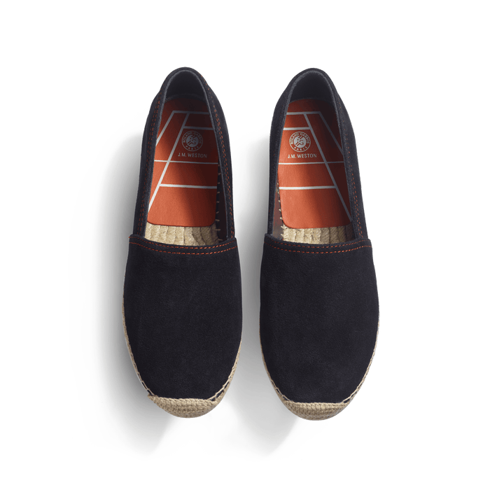 J.m. Weston Espadrille Wait And Sea Roland Garros Femme En Cuir Veau Velours Marine