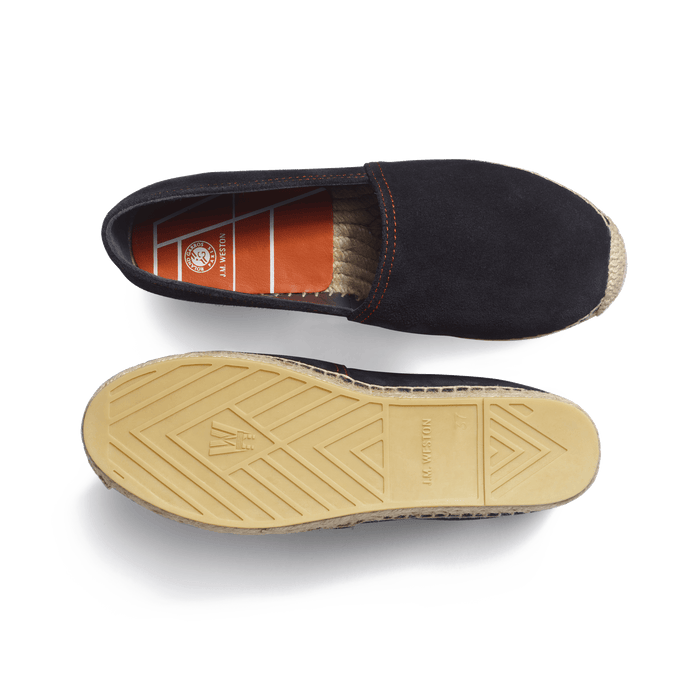 J.m. Weston Espadrille Wait And Sea Roland Garros Femme En Cuir Veau Velours Marine