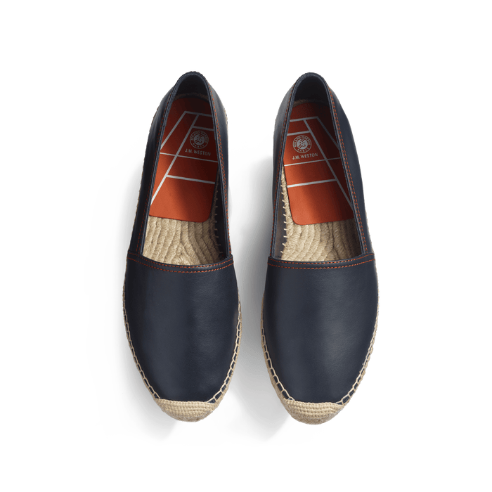 J.m. Weston Espadrille Wait And Sea Roland-Garros Homme En Cuir Veau Nappa Marine