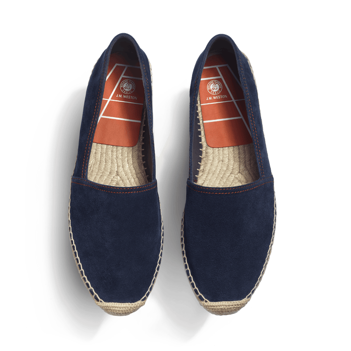 J.m. Weston Espadrille Wait And Sea Roland-Garros Homme En Cuir Veau Velours Marine