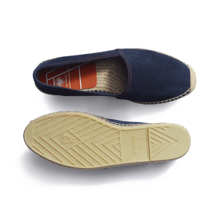 J.m. Weston Espadrille Wait And Sea Roland-Garros Homme En Cuir Veau Velours Marine