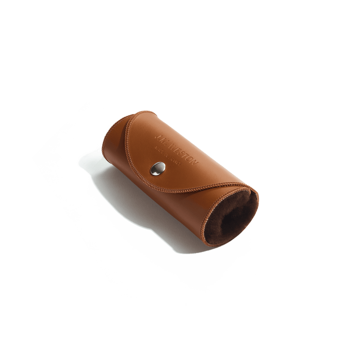 j.m. weston Gant à lustrer en cuir veau à doublure et mouton laineux marron foncé