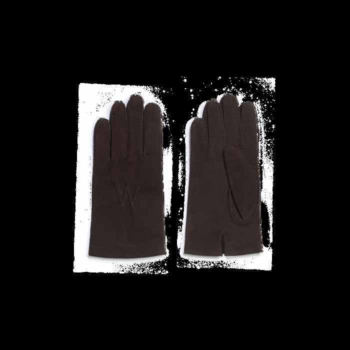 j.m. weston Gants Caractère homme cuir chèvre velours marron & doublure cachemire