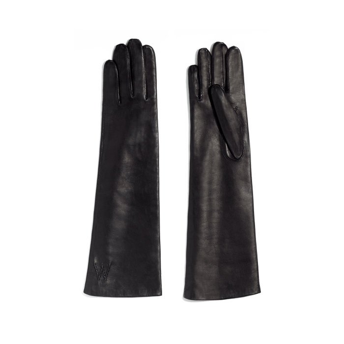 j.m. weston Gants Caractère mi-long femme en cuir agneau noir & doublure soie