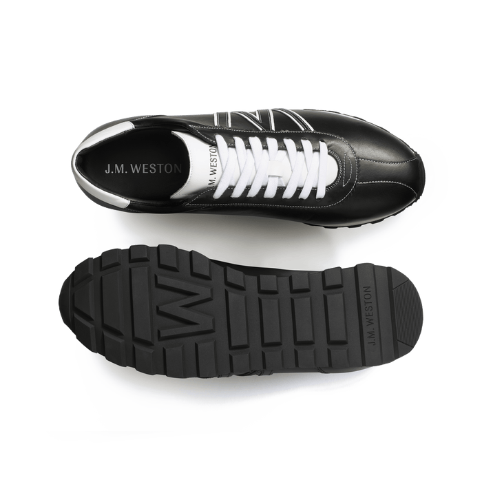 J.m. Weston Basket On My Way En Cuir Lisse Noir