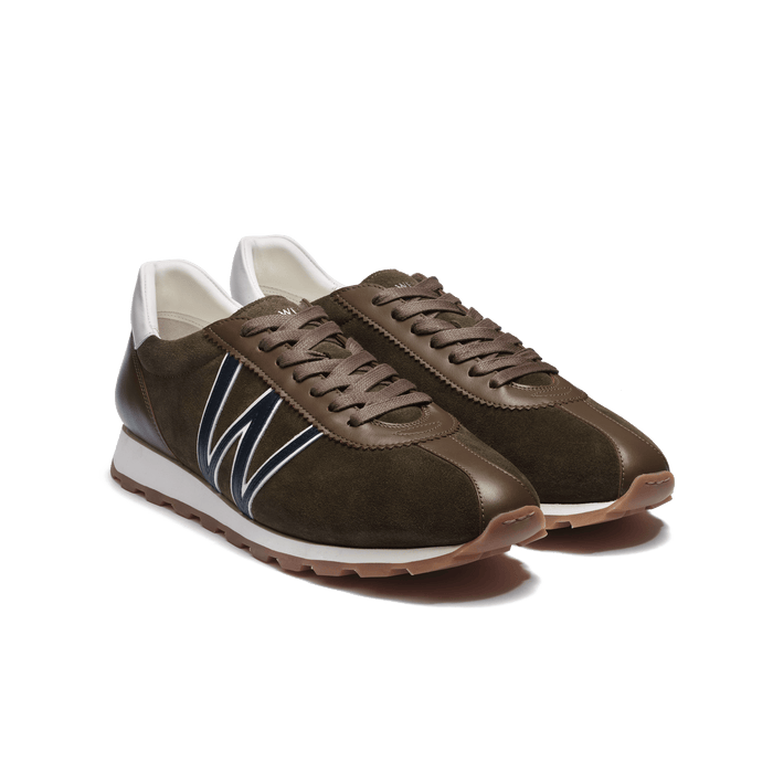 J.m. Weston Basket On My Way En Cuir Velours Kaki