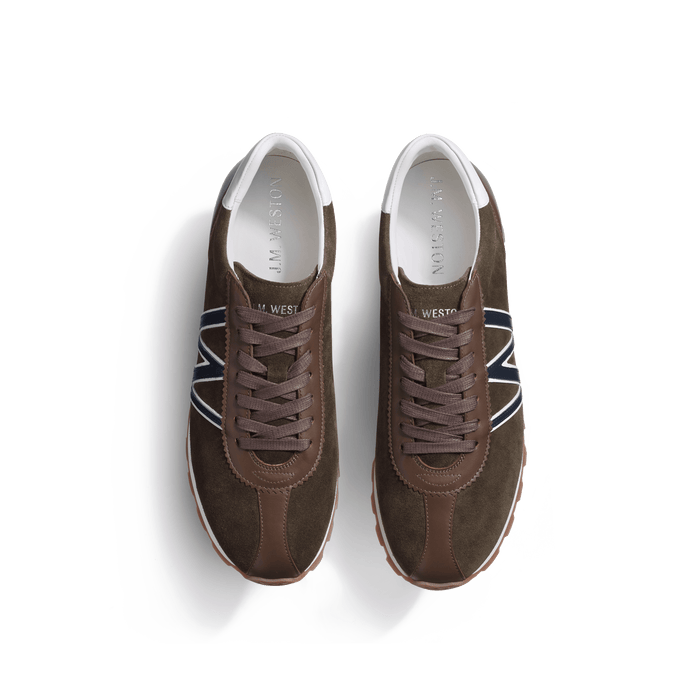 J.m. Weston Basket On My Way En Cuir Velours Kaki