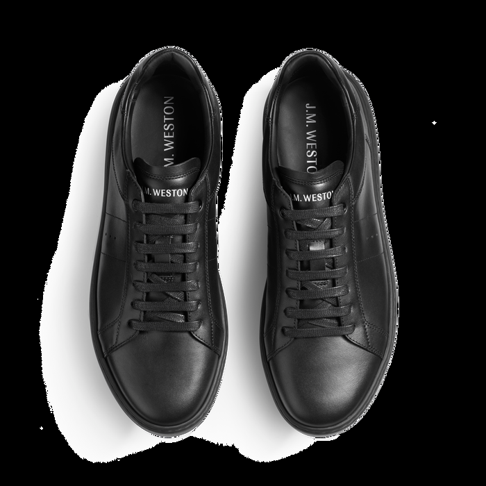 J.m. Weston Basket On Time En Cuir Lisse Noir