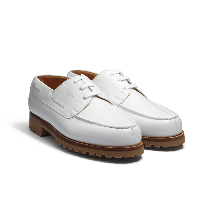 J.m. Weston Derby Bateau Homme En Cuir Lisse Blanc