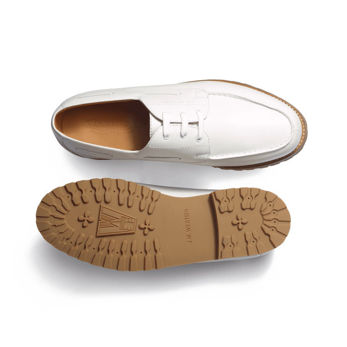 J.m. Weston Derby Bateau Homme En Cuir Lisse Blanc