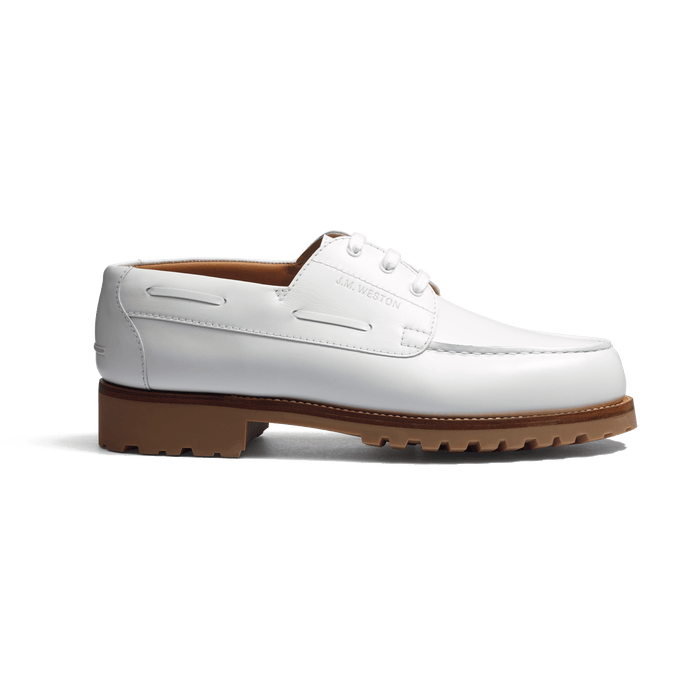 j.m. weston Derby bateau homme en cuir lisse blanc