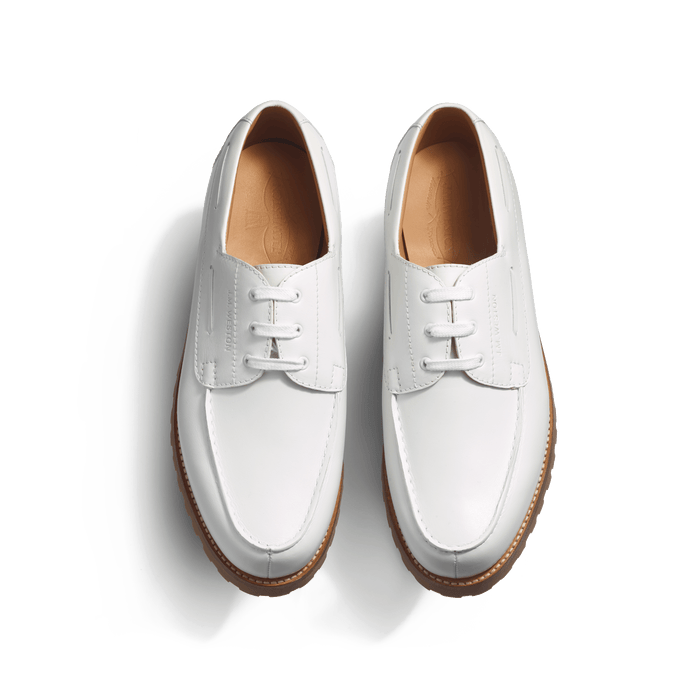 J.m. Weston Derby Bateau Homme En Cuir Lisse Blanc