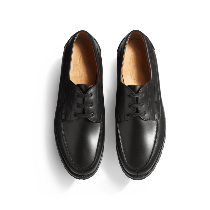 J.m. Weston Derby Bateau Homme En Cuir Lisse Noir