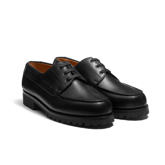 J.m. Weston Derby Bateau Homme En Cuir Lisse Noir