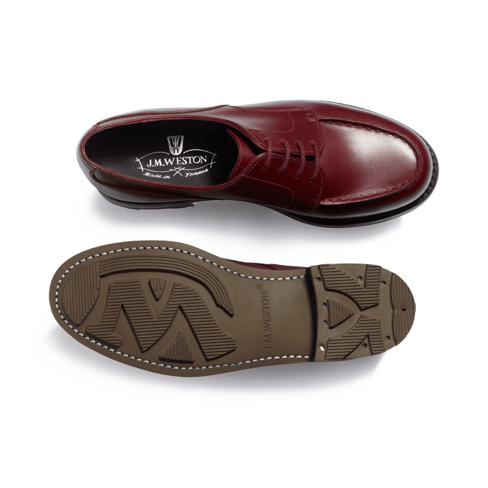 J.m. Weston Derby Golf Femme En Cuir Lisse Bordeaux