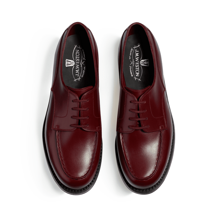 J.m. Weston Derby Golf Femme En Cuir Lisse Bordeaux