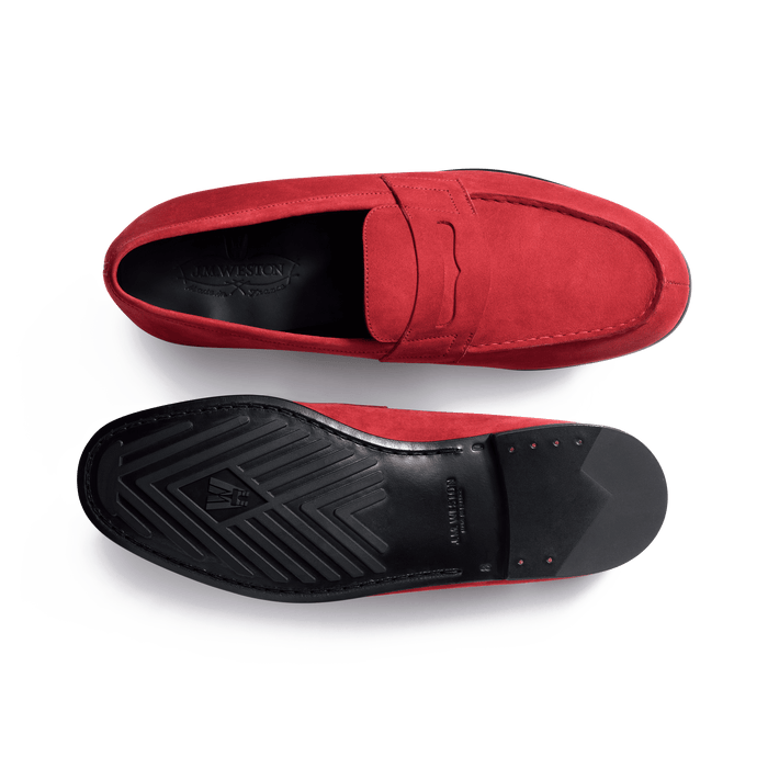 J.m. Weston Le Moc' Weston Homme En Nubuck Rouge