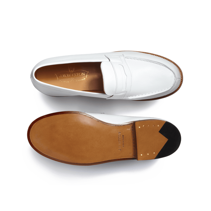 J.m. Weston Mocassin 180 Femme En Cuir Lisse Blanc
