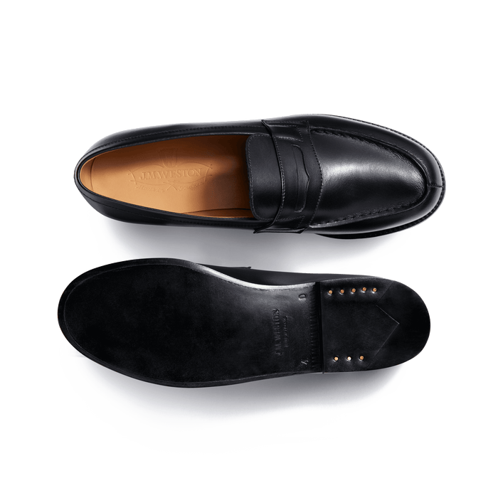 J.m. Weston Mocassin 180 Femme En Cuir Lisse Noir