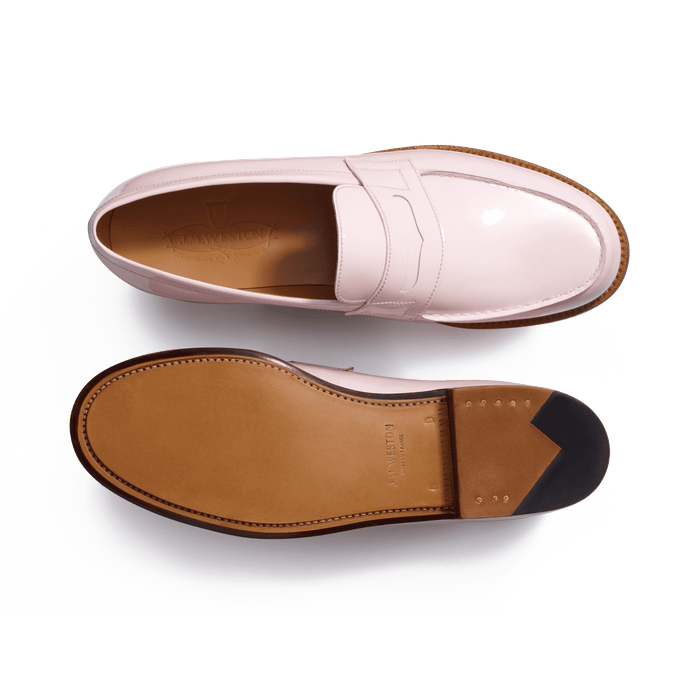 J.m. Weston Mocassin 180 Femme En Cuir Vernis Rose