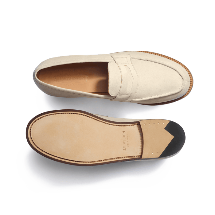 J.m. Weston Mocassin 180 Femme En Velours Beige
