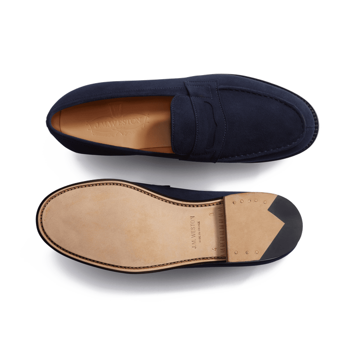 J.m. Weston Mocassin 180 Femme En Velours Bleu