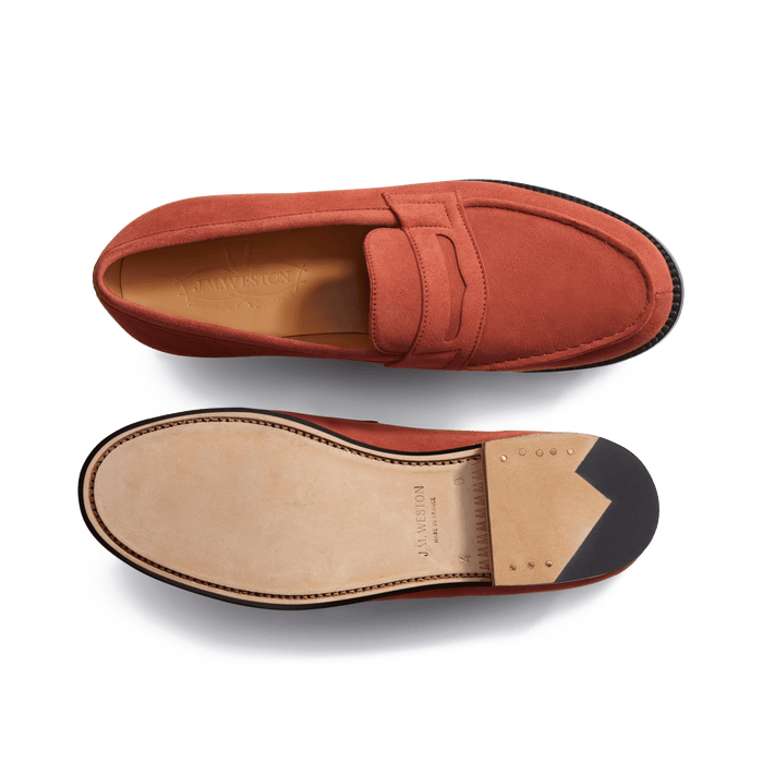 J.m. Weston Mocassin 180 Femme En Velours Orange