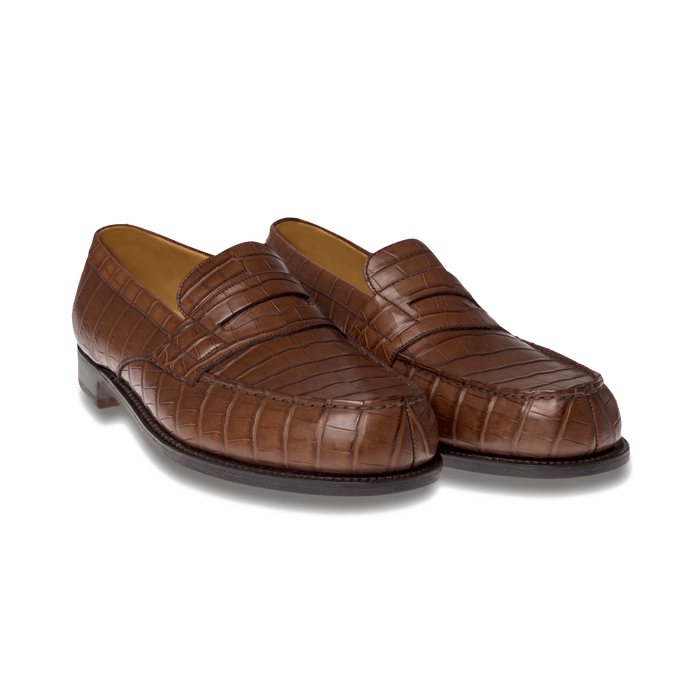 J.m. Weston Mocassin 180 Homme En Alligator Marron
