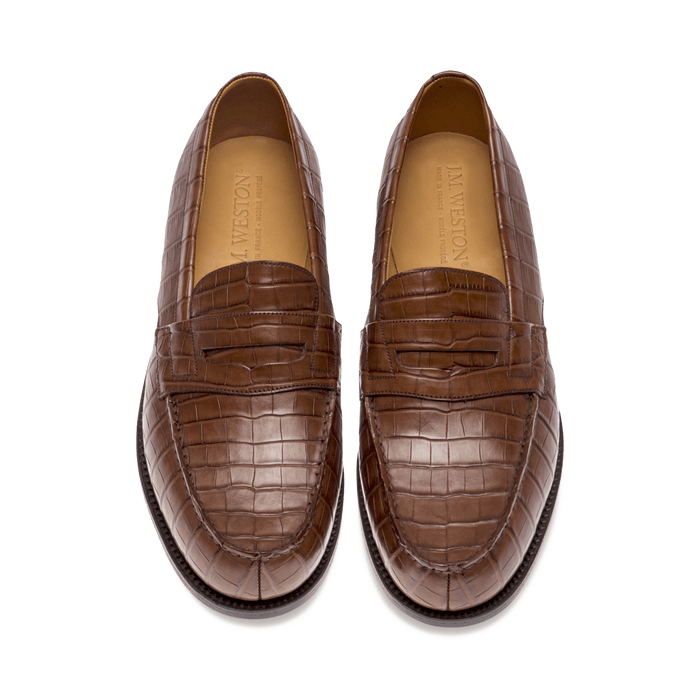 J.m. Weston Mocassin 180 Homme En Alligator Marron