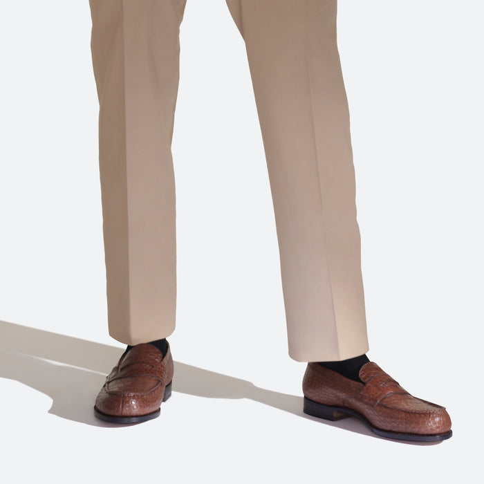 J.m. Weston Mocassin 180 Homme En Alligator Marron