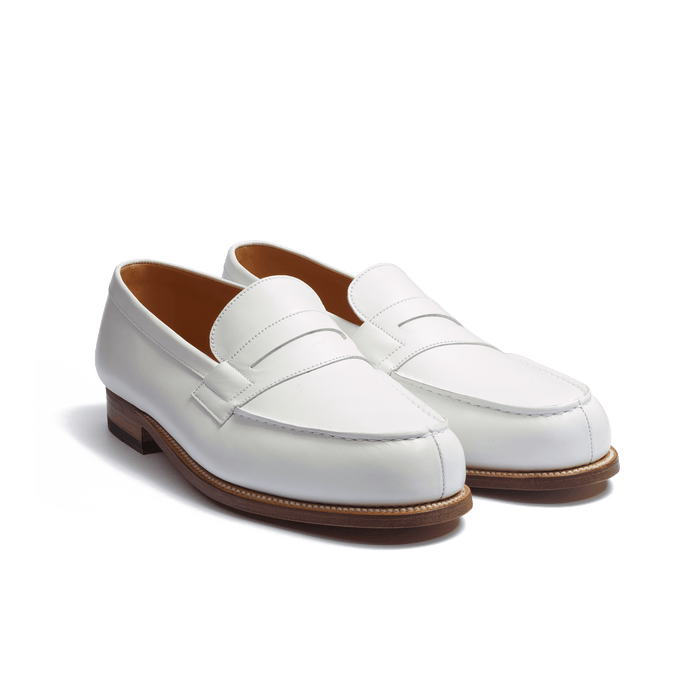 J.m. Weston Mocassin 180 Homme En Cuir Lisse Blanc