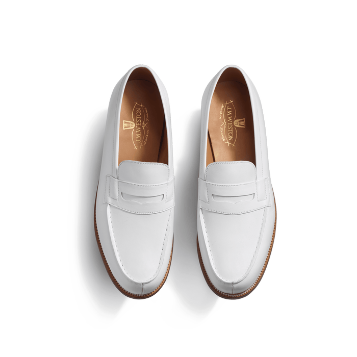 J.m. Weston Mocassin 180 Homme En Cuir Lisse Blanc