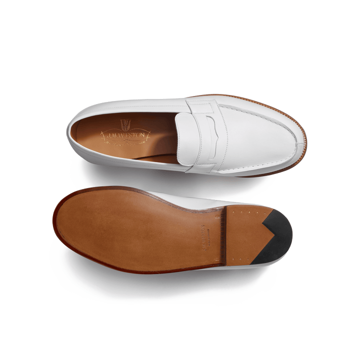 J.m. Weston Mocassin 180 Homme En Cuir Lisse Blanc