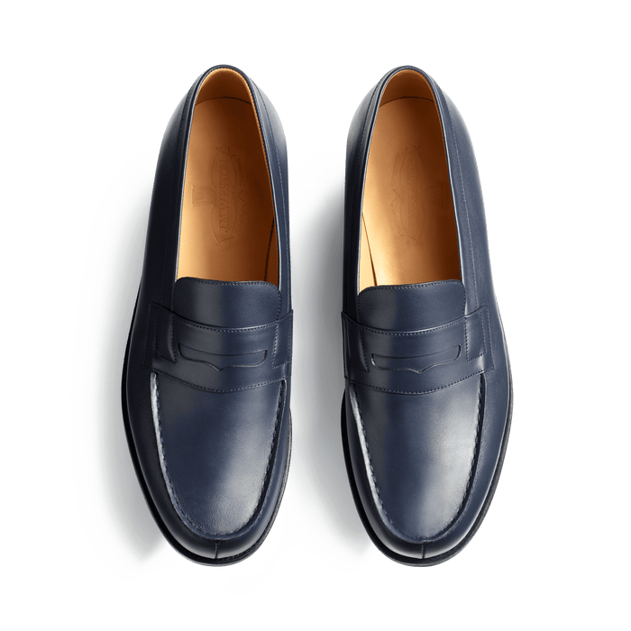 J.m. Weston Mocassin 180 Homme En Cuir Lisse Bleu