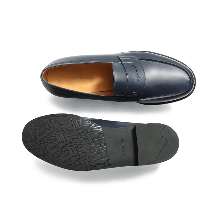 J.m. Weston Mocassin 180 Homme En Cuir Lisse Bleu