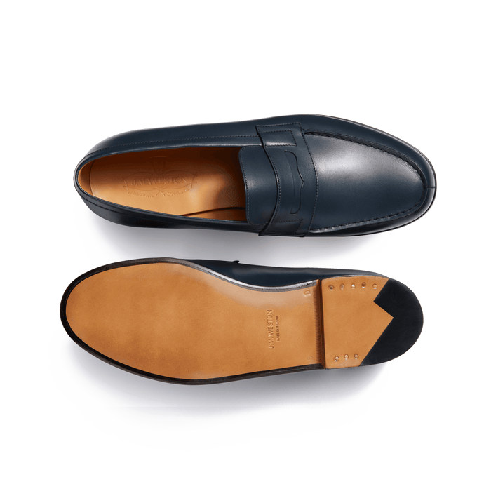 J.m. Weston Mocassin 180 Homme En Cuir Lisse Bleu