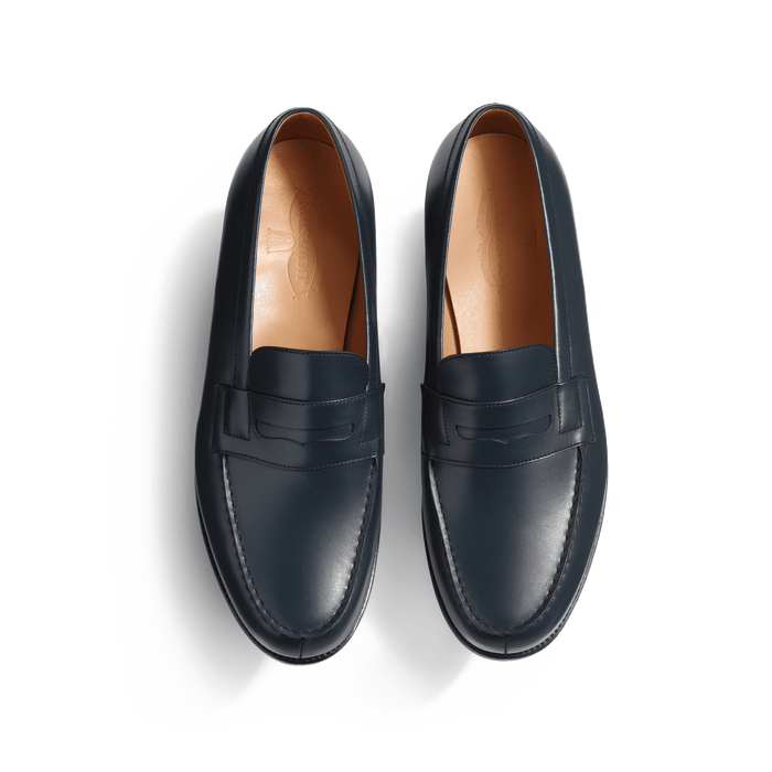 J.m. Weston Mocassin 180 Homme En Cuir Lisse Bleu