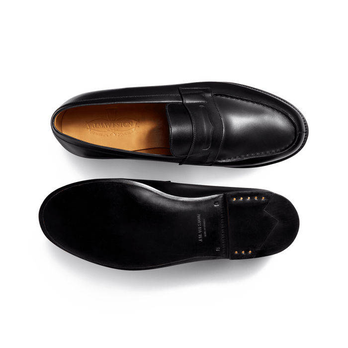 J.m. Weston Mocassin 180 Homme En Cuir Lisse Noir