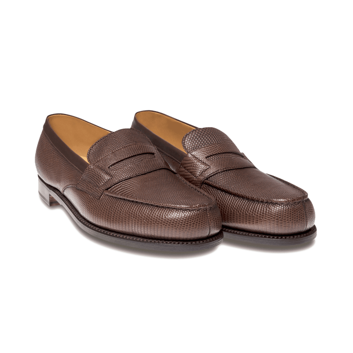 J.m. Weston Mocassin 180 Homme En Lézard Marron